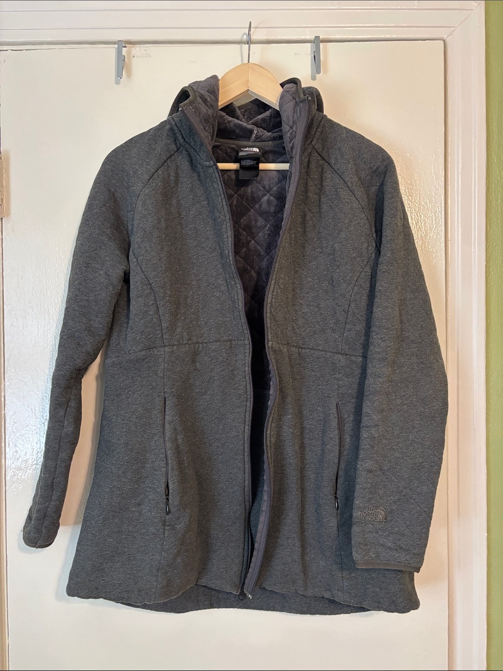 The North Face Women’s Hooded Quilted-Trim Jacket - Charcoal